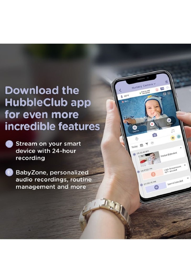 hubble connected Nursery Pal Glow Smart Baby Monitor – Full HD 1080p Wi-Fi Camera, Remote Pan-Tilt-Zoom, 7-Color Night Light, Sleep Trainer, 2-Way Talk, Temp Sensor, Night Vision, Works with Alexa - Image 5