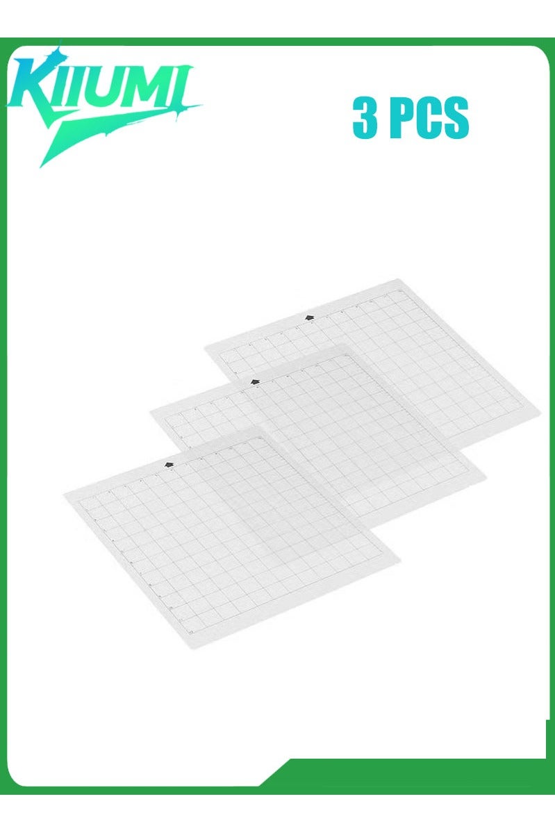 KIIUMI 3PCS Cutting Mat, 12 Inch Cutting Machine Special Pad Measuring Grid Replacement Translucent PP Material Adhesive Mat With Clear Film Cover for Silhouette Cameo Plotter Machine  - Image 1