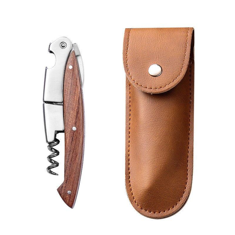 Red Wine Bottle Opener Stainless Steel Multifunctional Haima Knife Beer Opener Portable Wine Knife Starter Home High-endJD-08 pear fish handle wine knife + leather case JD-08 pear fish handle wine knife + leather case