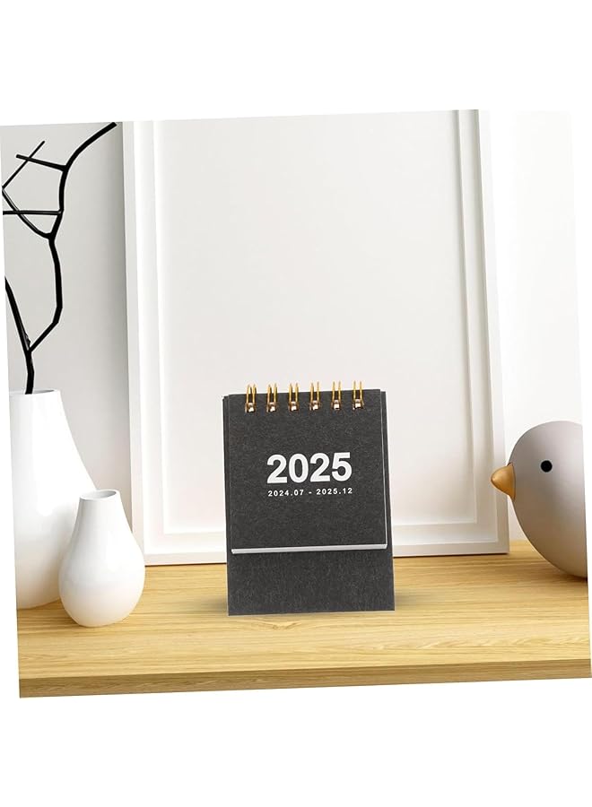 erorex 2 Pcs Mini Calendar 2024 2025 Small Desk Calendar July.2024 Dec.2025 Desktop Calendar For Planning Daily Suit For Home School Office Table Desk Decoration Brown Black  - Image 5