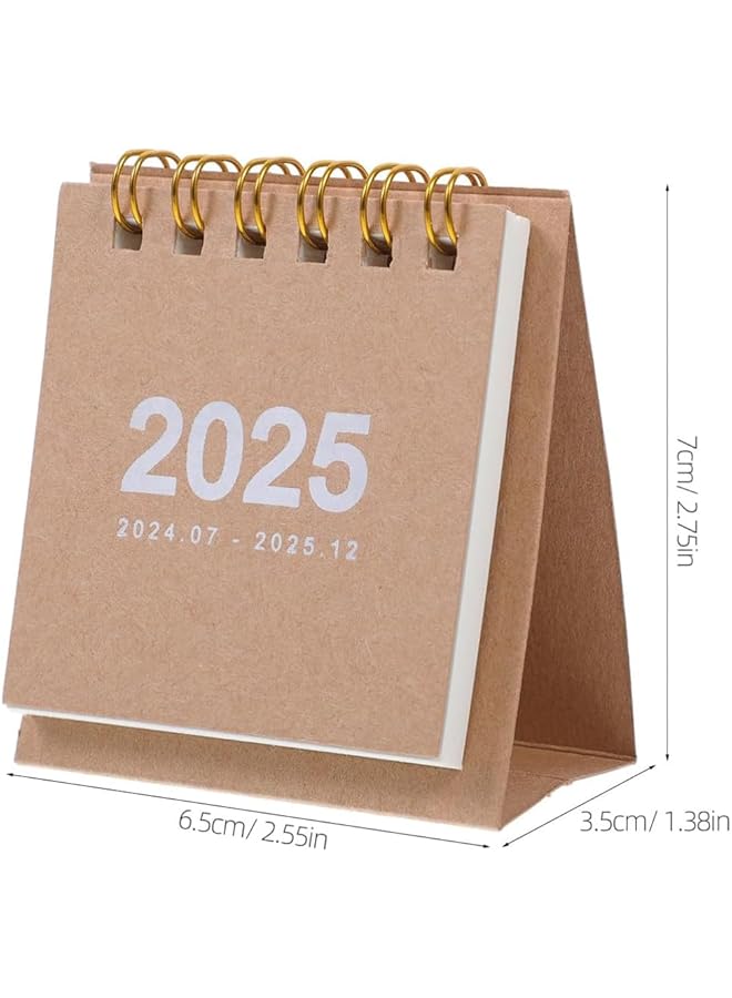 erorex 2 Pcs Mini Calendar 2024 2025 Small Desk Calendar July.2024 Dec.2025 Desktop Calendar For Planning Daily Suit For Home School Office Table Desk Decoration Brown Black  - Image 2