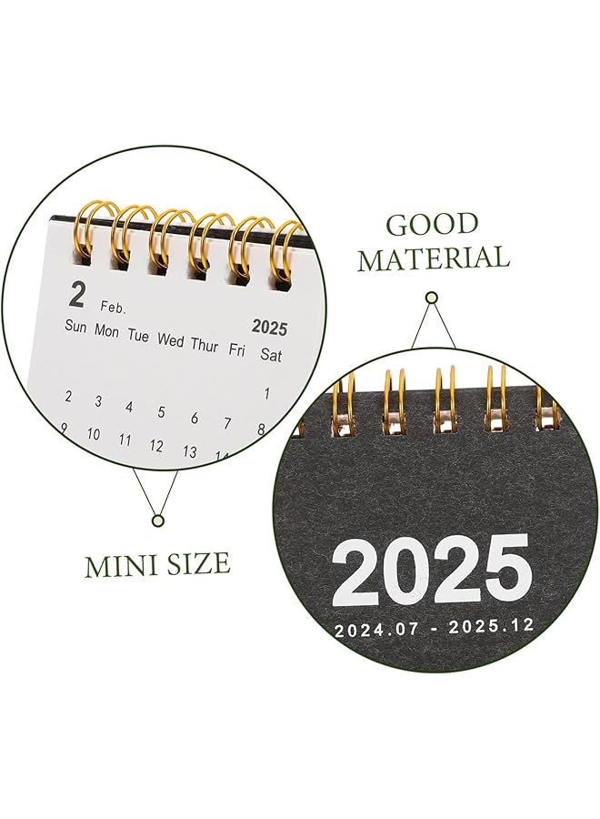 erorex 2 Pcs Mini Calendar 2024 2025 Small Desk Calendar July.2024 Dec.2025 Desktop Calendar For Planning Daily Suit For Home School Office Table Desk Decoration Brown Black  - Image 3