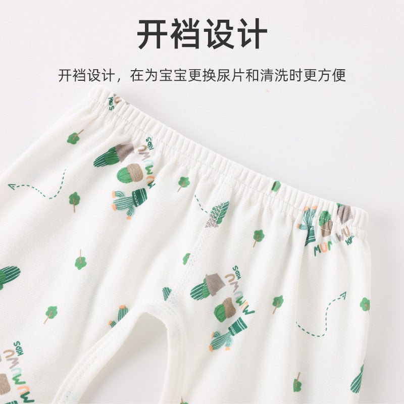Open-End Pants For Boys And Babies Baby Long Johns Pure Cotton Trousers Boneless Outer Wear Newborn Four Seasons Female Category A - Image 4