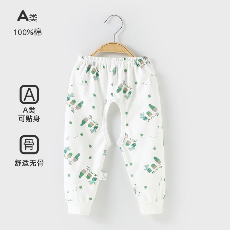 Open-End Pants For Boys And Babies Baby Long Johns Pure Cotton Trousers Boneless Outer Wear Newborn Four Seasons Female Category A - Image 2