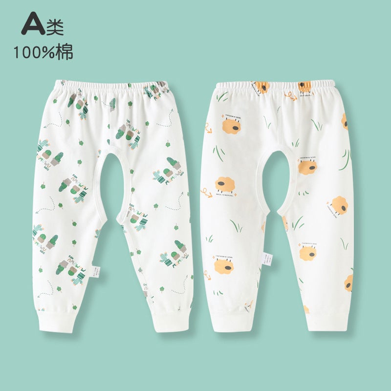 Open-End Pants For Boys And Babies Baby Long Johns Pure Cotton Trousers Boneless Outer Wear Newborn Four Seasons Female Category A - Image 3