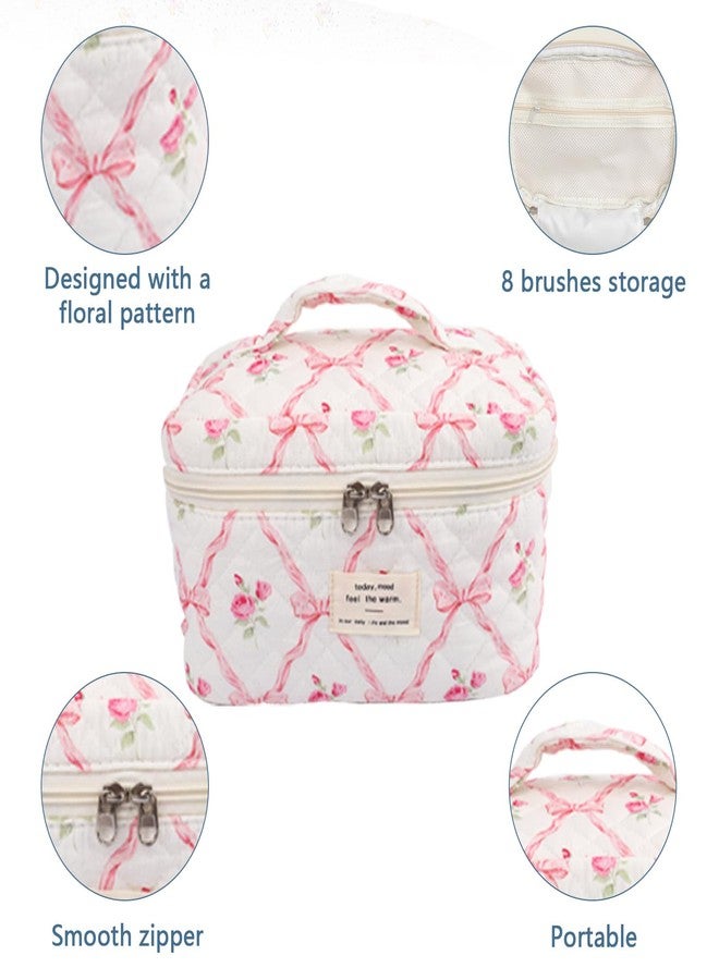 Gosect Large Makeup Bag, Cute Cosmetic Bag for Women Girls, Floral Coquette Aesthetic Toiletry Bag, Travel Make Up Organizer Bag (Pink Butterfly) - Image 4