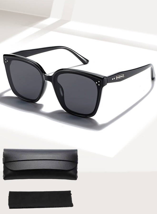 Polarized Aviator Sunglasses for Men Women UV400 Protection Sun Glasses TR Fashion Anti-Glare Sun Shades for Driving, Fishing, Traveling comes with storagebox and glasses cloth (Black) - Image 1