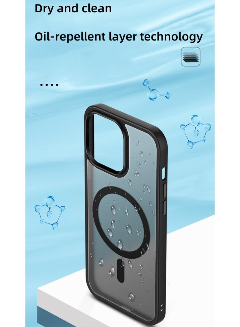 Magnetic case iPhone 15 Pro compatible MagSafe, translucent matte back ultra-thin shockproof phone case (dark blue)  - Image 5