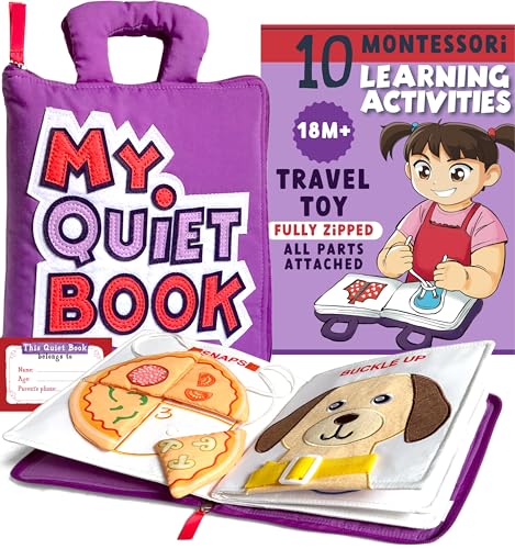 TAVVA My Quiet Book - Toddler Travel Essential, Car Plane Activity Books, Airplane Montessori Busy Board, Busy Book for Toddlers 1-3, Gifts for 1 2 3 4 Year Old Girl, Birthday Gifts Toys Age 2-4 - Image 1