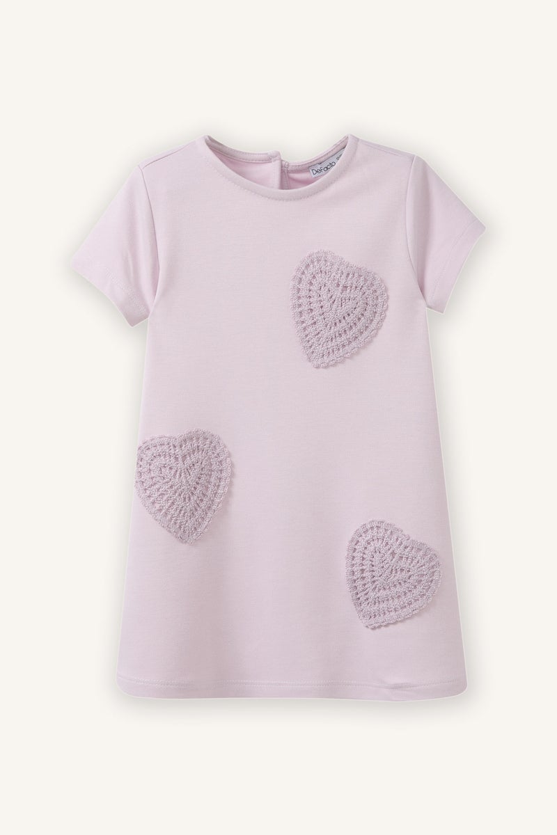 ديفاكتو فستان بيبي بناتي نص كم بياقة مستديرة - Image 1