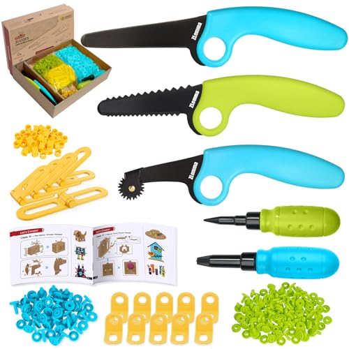 ZLemma Cardboard Construction Kit 401 PCS Kids Building Set with Safe Serrated Cutter Crease Roller Screws Nuts STEM Upcycled Tool for DIY Cardboard Projects Engineering Creativity - Image 1
