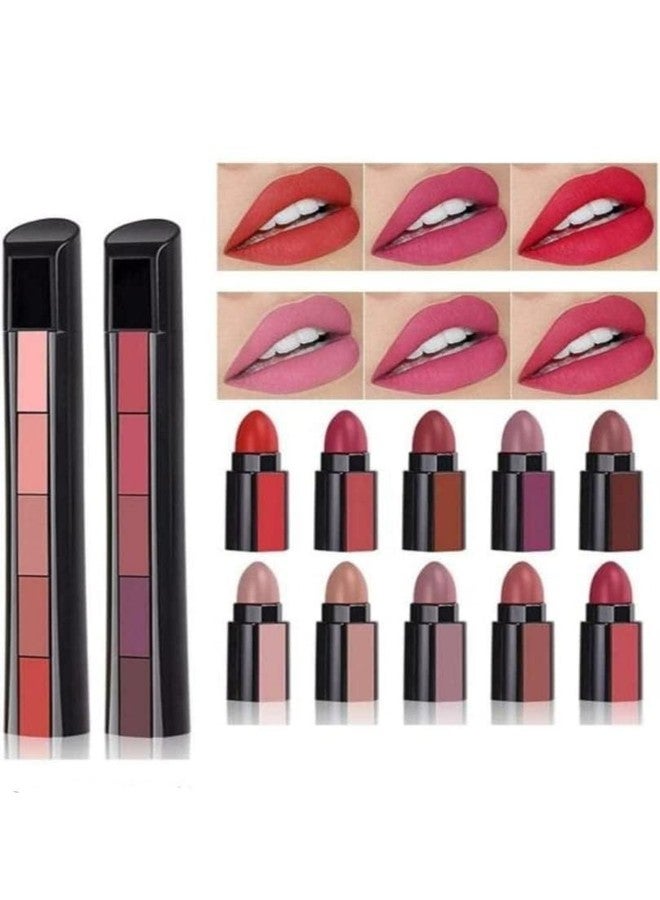 Glowhouse Matte Finish, Fab 5 Red & Nude Edition Pro Colors Hydrating Lips Velvety Matte Finish Shades one stick five shades Lipstick combo 2 - Image 2