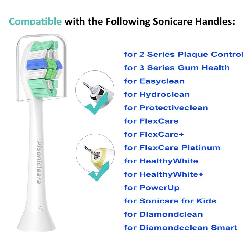 Pisonicleara Replacement Toothbrush Heads(10 Pack) Compatible with Philips Sonicare Brush Heads for Hx6920, 4100 2 Series, HX9023 Hx6240 Hx6610 Snap on Electric Tooth Brush Refill - Image 2