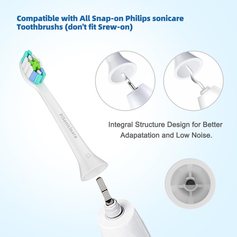 Pisonicleara Replacement Toothbrush Heads(10 Pack) Compatible with Philips Sonicare Brush Heads for Hx6920, 4100 2 Series, HX9023 Hx6240 Hx6610 Snap on Electric Tooth Brush Refill - Image 4