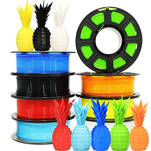 Bblife 1.75mm 8 Spools Popular Colors 3D Printer PLA Filament Bundle Pack: Black White Red Blue Yellow Orange Limegreen SkyBlue, Each Spool 250g, Widely Compatible, Total 2Kg 3D Printing Filament - Image 2