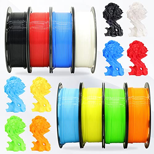Bblife 1.75mm 8 Spools Popular Colors 3D Printer PLA Filament Bundle Pack: Black White Red Blue Yellow Orange Limegreen SkyBlue, Each Spool 250g, Widely Compatible, Total 2Kg 3D Printing Filament - Image 3