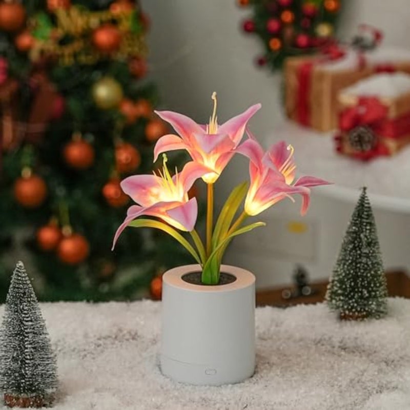 Flowers Table Lamp, Charging Dimmable Cordless Artificial Flower Night Light, Bedroom Office Decor Night Light, Christmas Birthday Gifts for Women Mom - Image 2