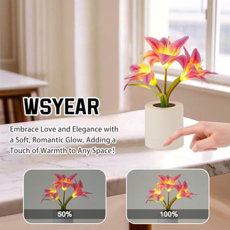 Flowers Table Lamp, Charging Dimmable Cordless Artificial Flower Night Light, Bedroom Office Decor Night Light, Christmas Birthday Gifts for Women Mom - Image 3