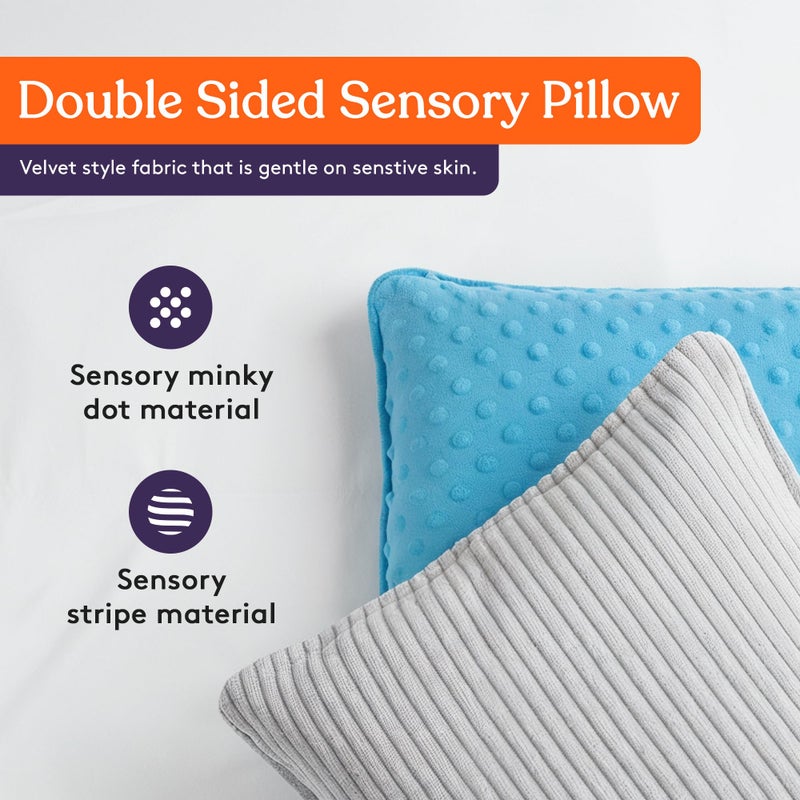 Special Supplies Vibrating Pillow Sensory Pressure Activated Calm for Kids and Adults, 12” Plush Soft Cover -Textured Therapy Stimulation Bumps- 3 Vibration Modes, Music & Voice Recording (Blue) - Image 3
