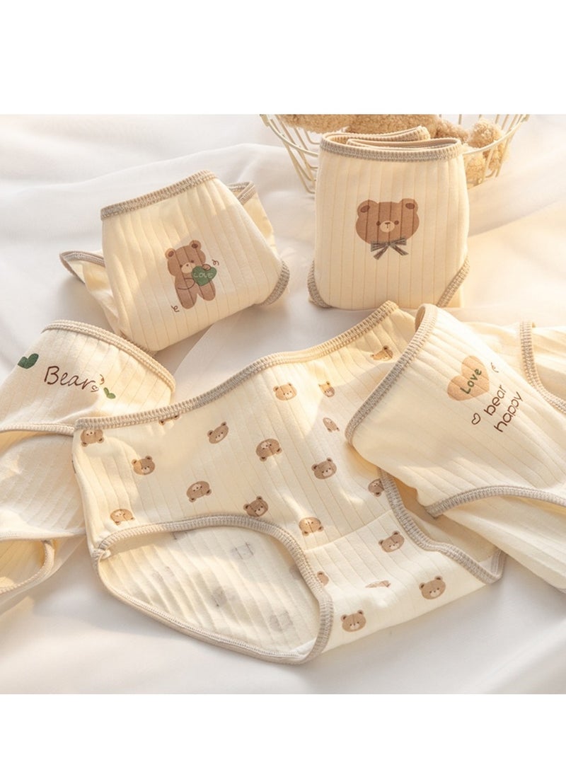 مجموعة من 5 ملابس داخلية قطنية أنيقة بخصر متوسط، ملابس داخلية مريحة وجيدة التهوية للفتيات - Image 1