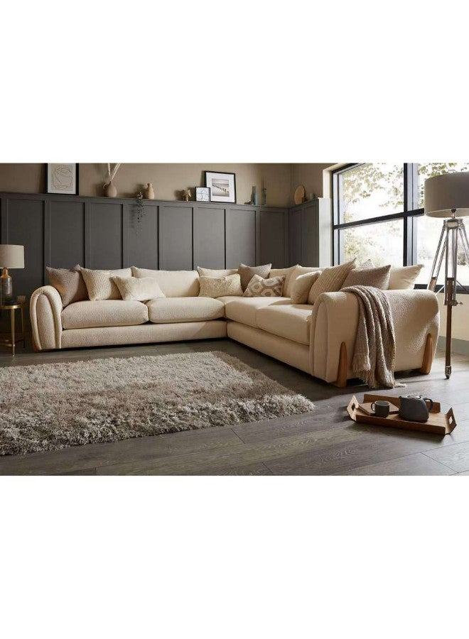 Al Home 5 Seater L-shape Sofa Linen 300×300×85×85 Cm - Beige - Image 1