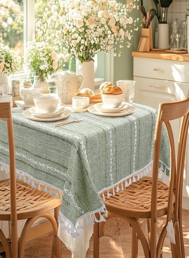 tiosggd Boho Small Square Tablecloth 36''x36'', Sage Green Linen Coffee Table Cover, Spring Nightstand Cover Top, End Bedside Table Cloth Runner, Coastal Rustic Farmhouse Summer Home Decor - Image 3