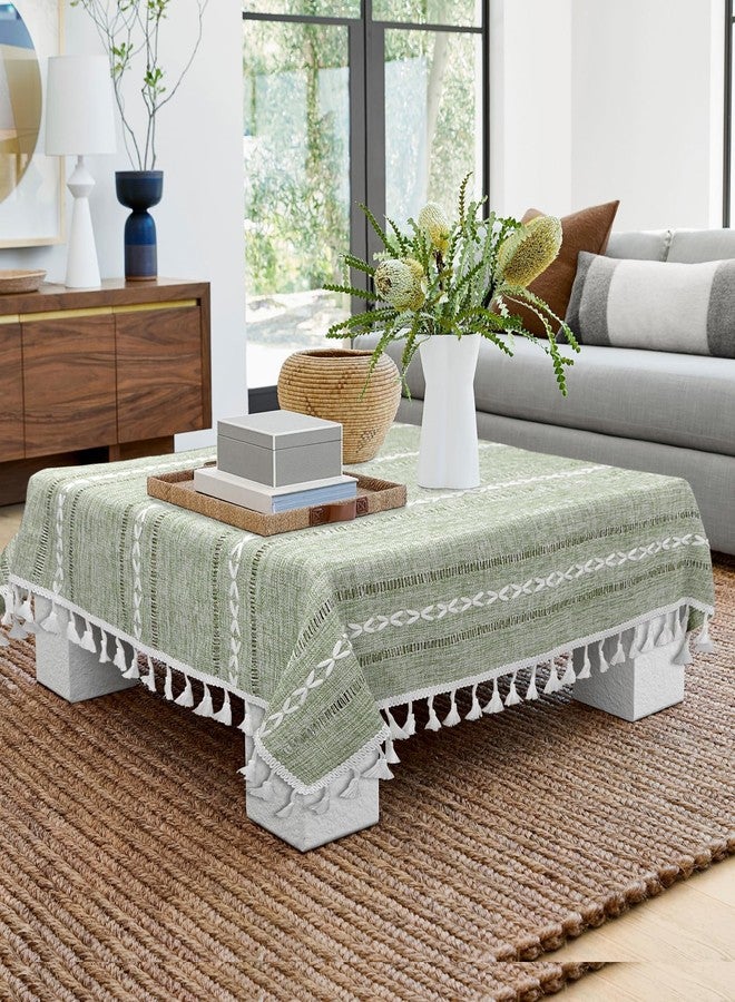 tiosggd Boho Small Square Tablecloth 36''x36'', Sage Green Linen Coffee Table Cover, Spring Nightstand Cover Top, End Bedside Table Cloth Runner, Coastal Rustic Farmhouse Summer Home Decor - Image 5