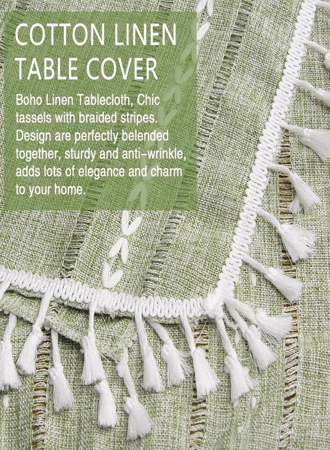 tiosggd Boho Small Square Tablecloth 36''x36'', Sage Green Linen Coffee Table Cover, Spring Nightstand Cover Top, End Bedside Table Cloth Runner, Coastal Rustic Farmhouse Summer Home Decor - Image 4