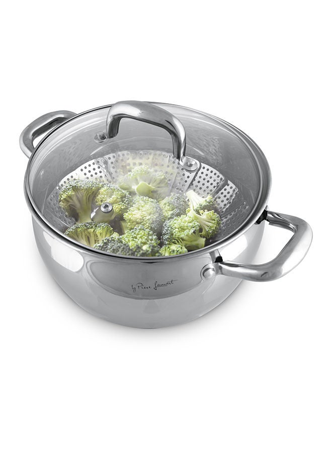 Lamart Foldable Stainless Steel Steamer Collapsible Size 23 Cm Silver - Image 3