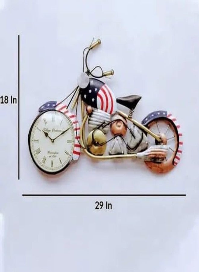 RHEA STORE American Bike Wall Clock - 7W x 45H cm Decorative Metal Motorcycle Wall Clock for Living Room, Bedroom, Office & Café, Vintage Bike Design Clock for Home Décor - Image 4