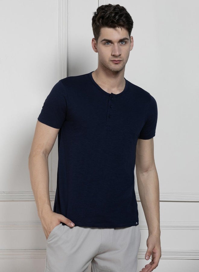 Dennis Lingo Regular Fit Navy Cotton T-Shirt – Classic and Comfortable  - Image 1