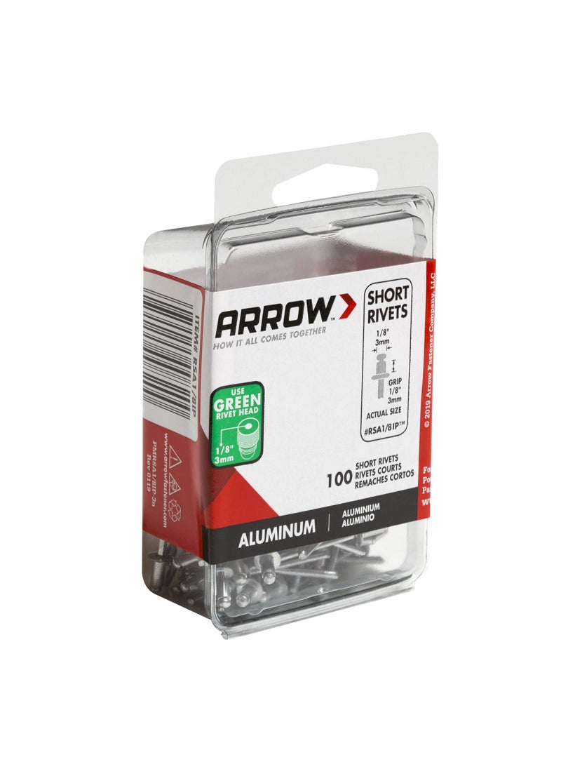 Arrow Fastener Arrow RSA1/8IP Short Aluminum 1/8-Inch Pop Rivets for Metal, Fabric, Leather, and Auto Repair, 100-Pack  - Image 3
