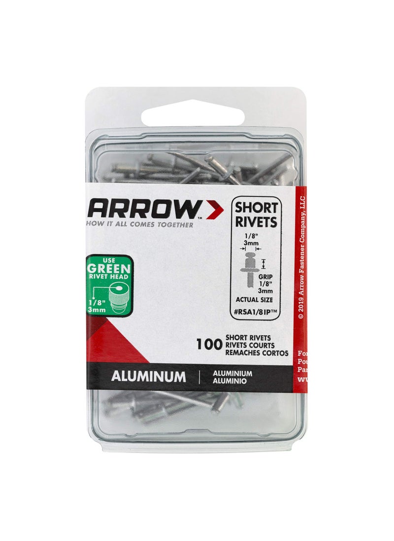 Arrow Fastener Arrow RSA1/8IP Short Aluminum 1/8-Inch Pop Rivets for Metal, Fabric, Leather, and Auto Repair, 100-Pack  - Image 4