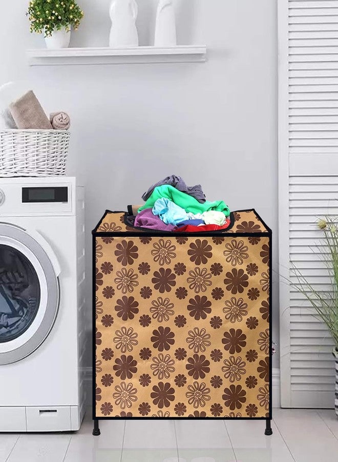 SANAMSTORE سلة غسيل من سانامستور، حقيبة غسيل غير منسوجة مستطيلة الشكل مزينة بطبعة زهور، مناسبة لتخزين الملابس والألعاب، سلة تخزين متعددة الاستخدامات لغرفة النوم، غرفة السكن الجامعي، للتنظيم. - Image 2