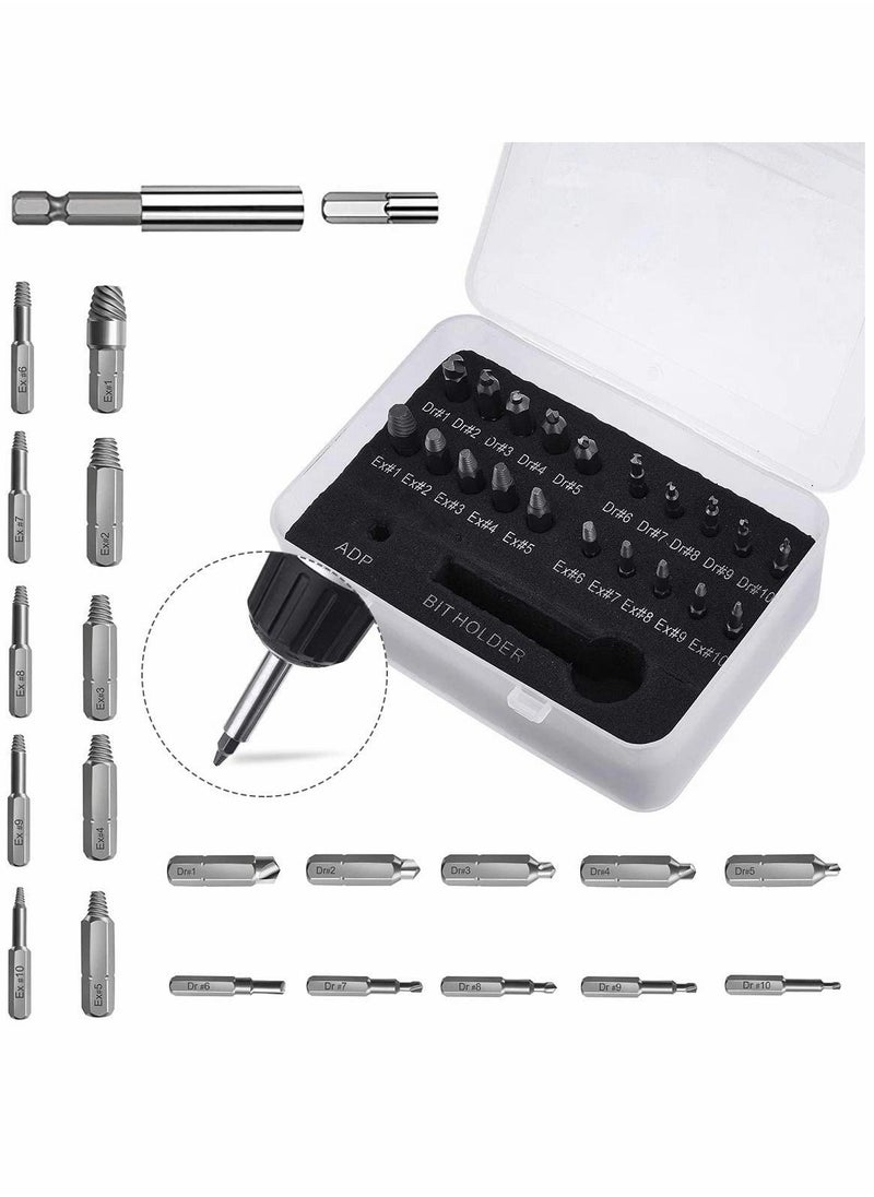 Y&D - Damaged Screw Extractor 22 Pieces Kit of Broken Bolt Stripped Remover Multipurpose HSS with 1 Extension Bit Holder Socket Adapter - Image 1