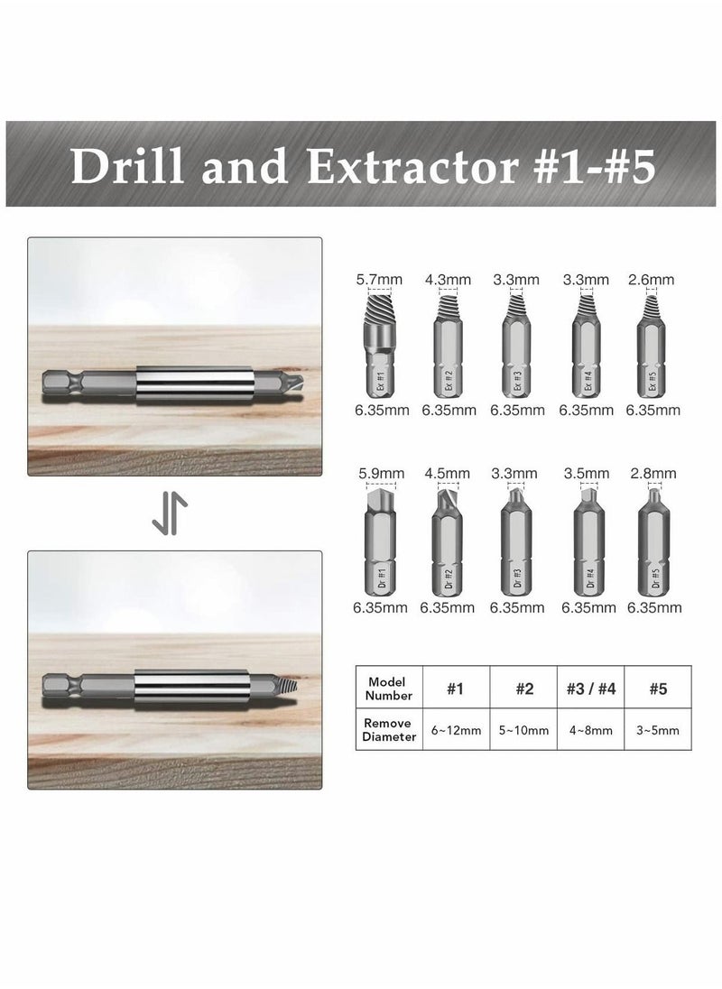 Y&D - Damaged Screw Extractor 22 Pieces Kit of Broken Bolt Stripped Remover Multipurpose HSS with 1 Extension Bit Holder Socket Adapter - Image 1