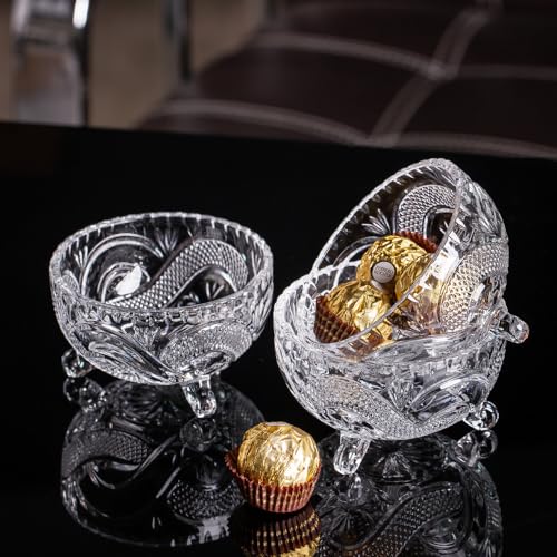 MARTVIA Glass Serving Bowls Set, 1 pcs Dessert Bowl Set, Glassware Tableware Serving Bowl Set for Ice-Cream, Fruit, Candy, Pasta, Salad, Sugar 1 Big Bowl, 6 Small Bowl (Bubal - A, Set of 1) - Image 5