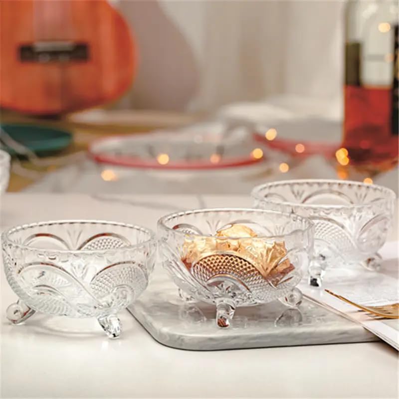 MARTVIA Glass Serving Bowls Set, 1 pcs Dessert Bowl Set, Glassware Tableware Serving Bowl Set for Ice-Cream, Fruit, Candy, Pasta, Salad, Sugar 1 Big Bowl, 6 Small Bowl (Bubal - A, Set of 1) - Image 3