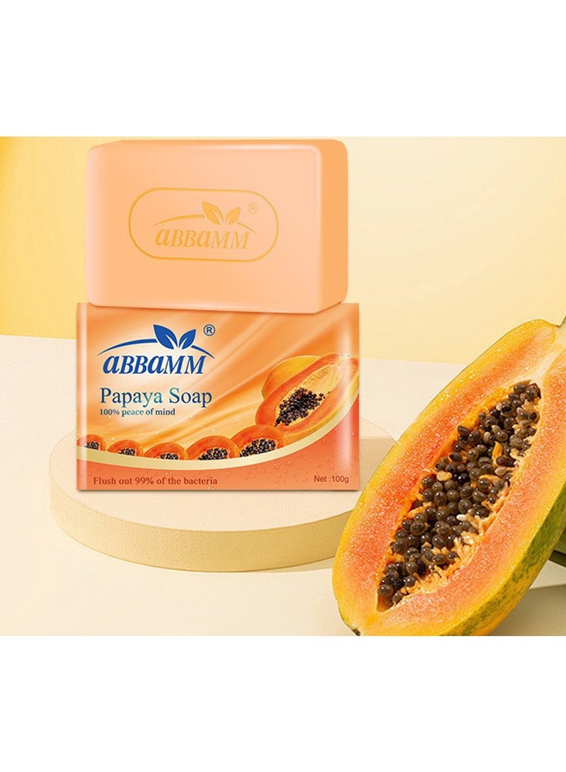aBBaMM Papaya Soap Papaya Fresh,  Stronger Germ Protection & Hygiene, 12 Hour Freshness,Flush out 99%of the bacteria(Pack of 2) - Image 1