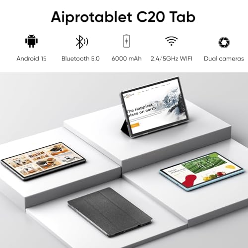 aiprotablet Tablet 10 inch Android 15 Tablets 12GB RAM 64GB ROM 1TB Expand QuadCore Processor 1280x800 LCD Touch Screen WiFi 5 Dual Camera BT50 6000mAh Battery Blue - Image 3