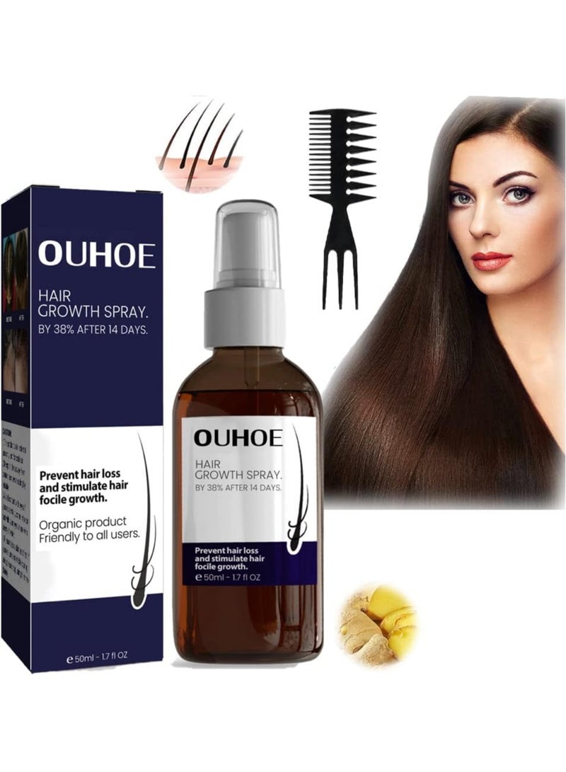 أوهو رذاذ نمو الشعر من Ouhoe، رذاذ إعادة نمو الشعر من Ouhoe للرجال والنساء، زيت نمو الشعر من Ouhoe، مصل تعزيز الشعر من Ouhoe، رذاذ زيت تكثيف نمو الشعر الطبيعي، أفضل منتج لنمو الشعر - Image 1