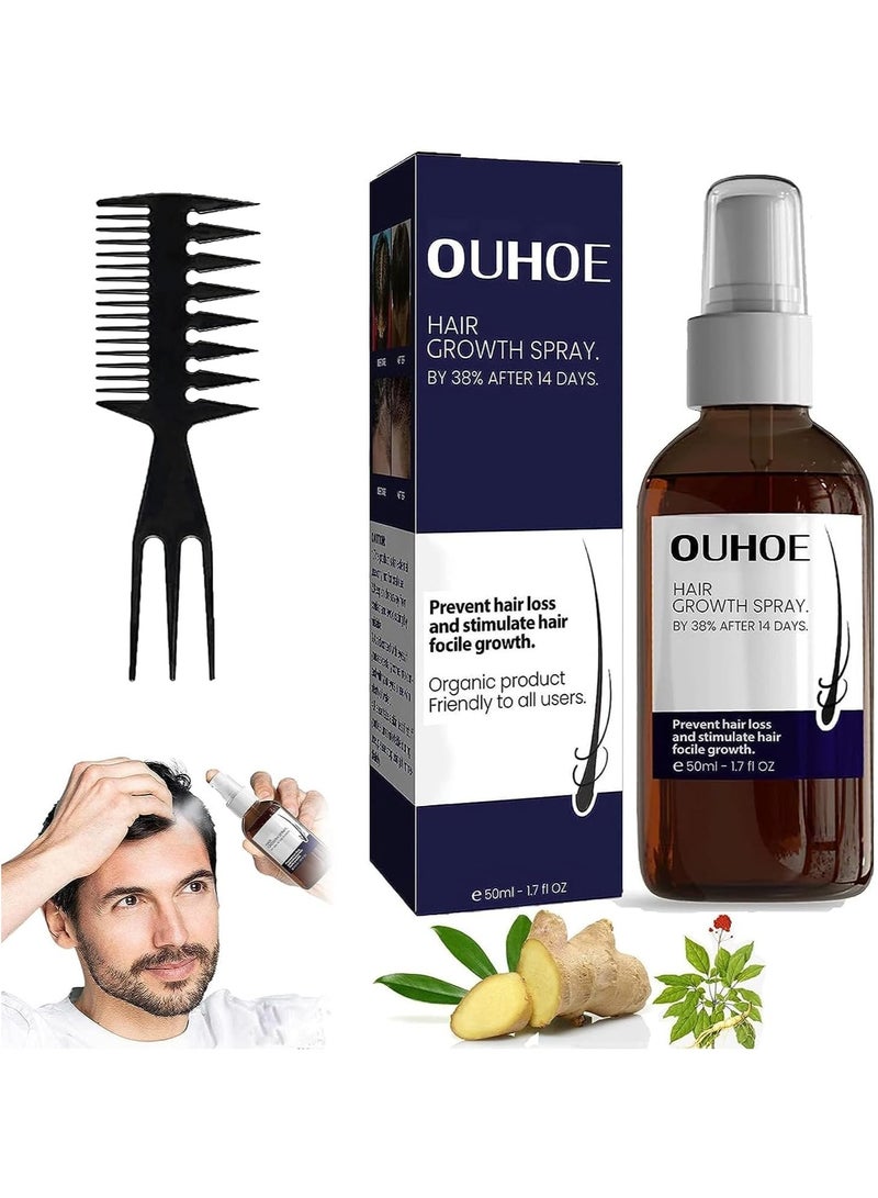 أوهو رذاذ نمو الشعر من Ouhoe، رذاذ إعادة نمو الشعر من Ouhoe للرجال والنساء، زيت نمو الشعر من Ouhoe، مصل تعزيز الشعر من Ouhoe، رذاذ زيت تكثيف نمو الشعر الطبيعي، أفضل منتج لنمو الشعر - Image 2