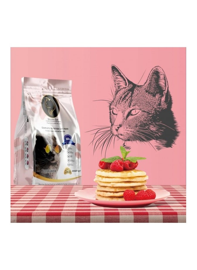 GOLDEN CAT - Golden Cat Beef Adult Dry Food - 3kg x 4 bag - Total 12 kg - Image 1