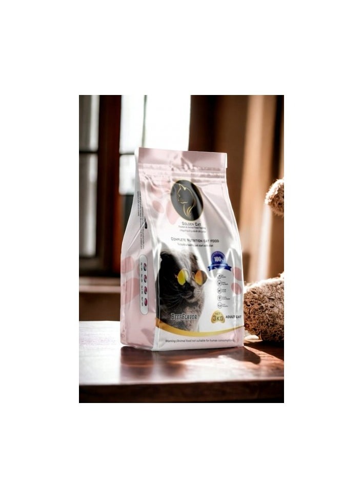GOLDEN CAT - Golden Cat Beef Adult Dry Food - 3kg x 4 bag - Total 12 kg - Image 1