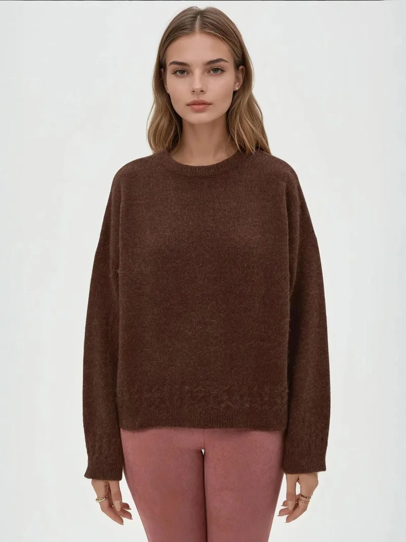 HICCUP Braiding Detailed Textured Crew Neck Sweater