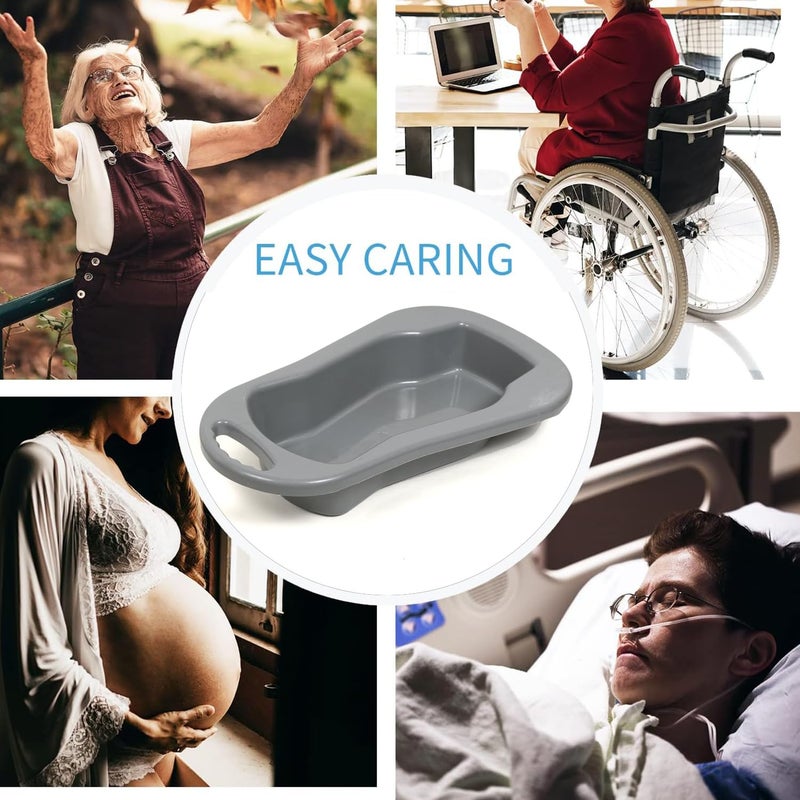 DGARYS Bed Pan For Men & Women Unisex Reusable Bed Pen Or Toilet Pot With Lid And Handle For Adult Bed Patient, Grey - Image 3