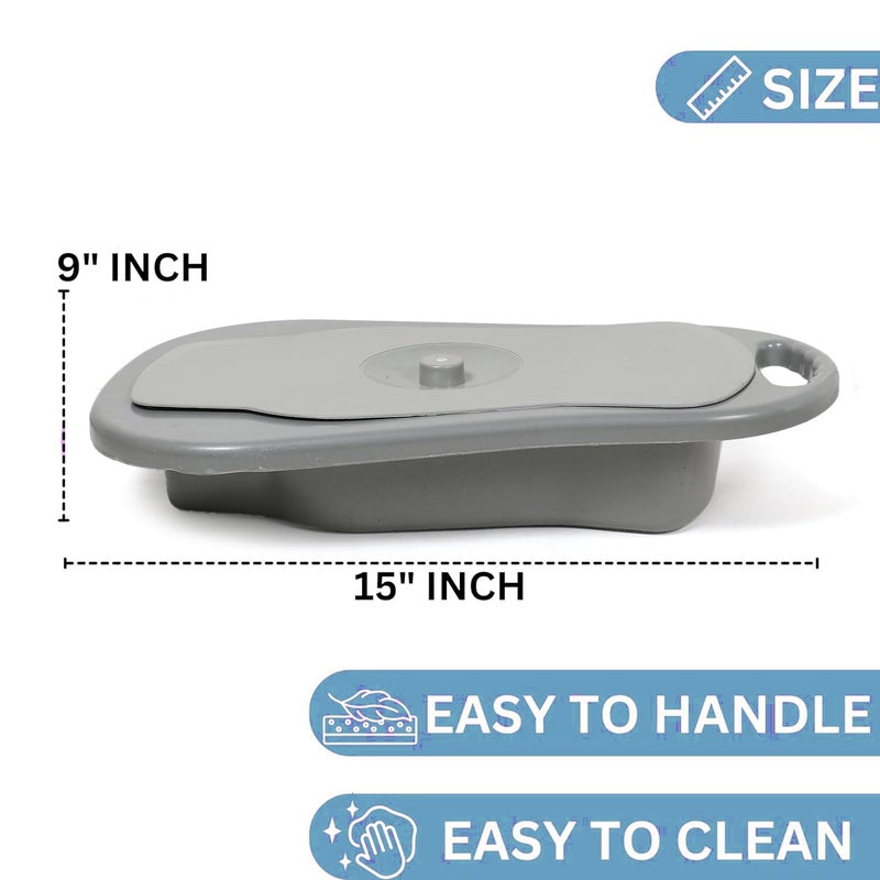 DGARYS Bed Pan For Men & Women Unisex Reusable Bed Pen Or Toilet Pot With Lid And Handle For Adult Bed Patient, Grey - Image 4