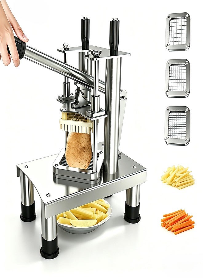 COOK A FUTURE French Fry Cutter, Professional Stainless Steel Potato Cutter with 1/2", 3/8", 1/4" Blades, Heavy Duty French Fry Slicer for Potatoes, Carrots, Cucumbers - Home & Light Commercial Use - Image 1
