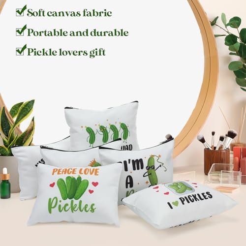 Clysee 12 Pcs Pickle Bags Pouches for Pickle Lovers Funny Gifts Dill Cosmetic Bag for Girls - Image 3