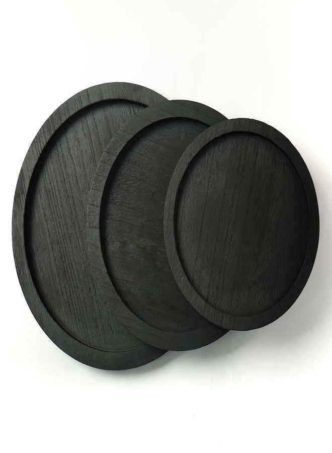 CYS EXCEL Round Wood Tray for Candles & Decoration 11 Inch DIY Display Tray (Black, 11 Inch Wide) - Image 5